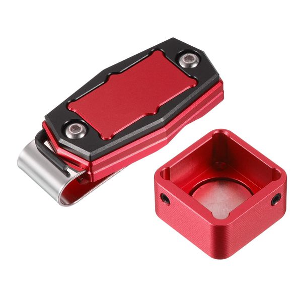 PATIKIL Billiard Magnetic Chalk Holder Aluminum Alloy Pool Billiard Cue Chalk Chip Case with Belt Clip for Snooker Sports Accessories, Red