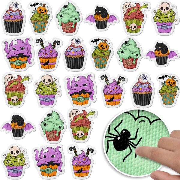 Fidget Stickers Textured Halloween Sensory Stickers for Anxiety and Calm for Kids Adults Desks Classroom with Reusable Adhesive 3 inches (Set of 24) Cupcakes