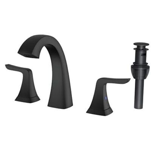 Bathroom Sink Faucet, Black Matte Black 1 Pack & Widespread & Pop Up Drain