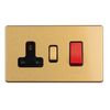 45AMP DP COOKER SWITCH WITH 13AMP SOCKET FLAT CONCEALED SATIN BRASS PLATE MATCHING ROCKER