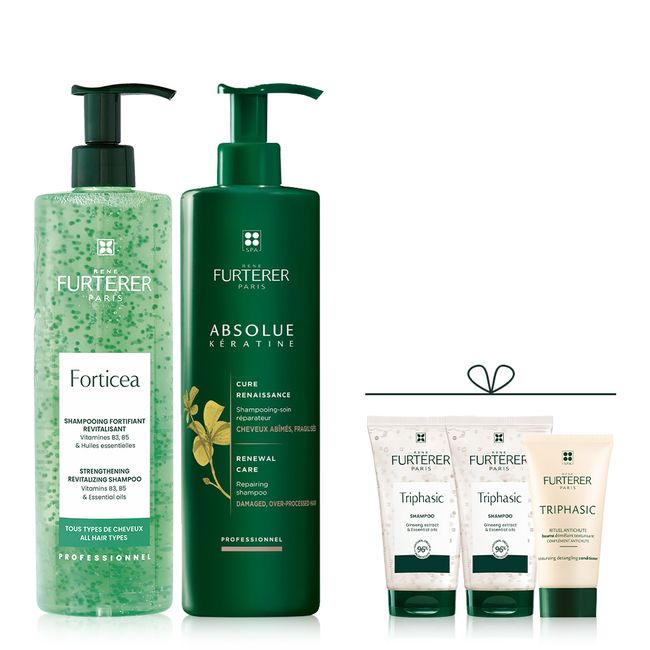 [Rene Furterer] Porticia &amp; Absolue Deep Cleansing &amp; Extreme Damage Care Shampoo 600ml Duo (+130ml additional gift)