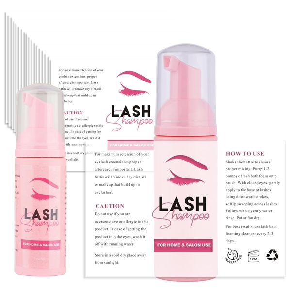 NailSlowee Lash Shampoo Label Stickers for Bottle, 50pcs Personalized Stickers (C)
