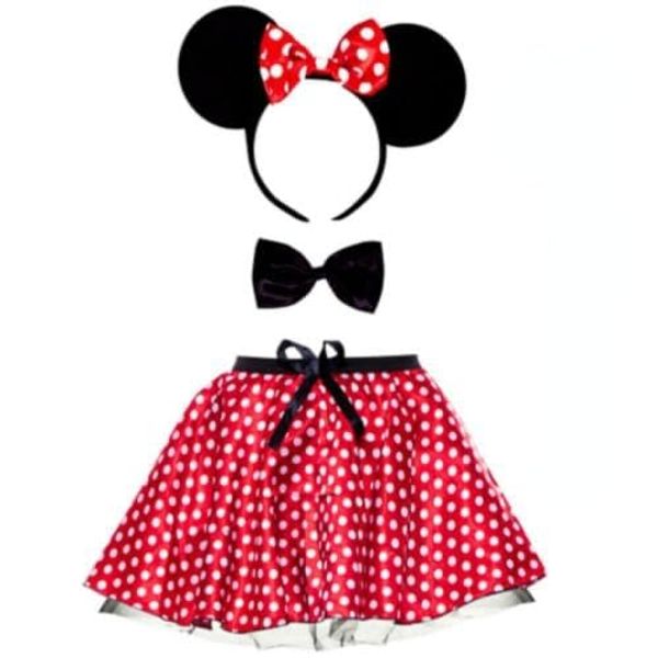 Fancy dress mouse adults headband ears & tutu skirt costume red womens