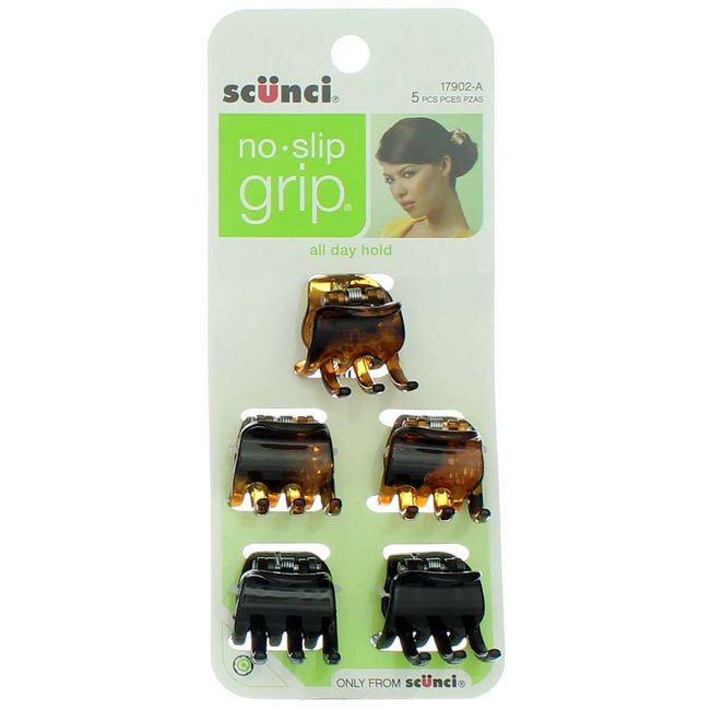 Scunci No-Slip Grip Mini Jaw Clips, 5 Count (Pack of 1)