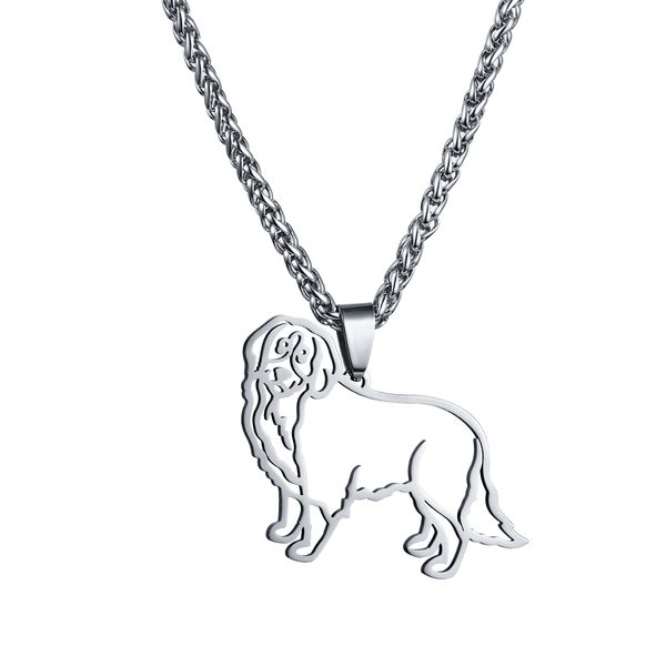 Stainless Steel Bernese Mountain Dog Outline Pet Dog Tag Breed Collar Charm Pendant Necklace