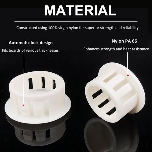 kuosbiu 300Pcs 5 Sizes Plastic Hole Plugs 3/16" 1/4" 5/16" 3/8" 1/2", Hole Plugs for Round Holes, Snap in Knockout Locking Screw Hole Covers, Base Plugs, Furniture & Cabinet Hole Cap -White