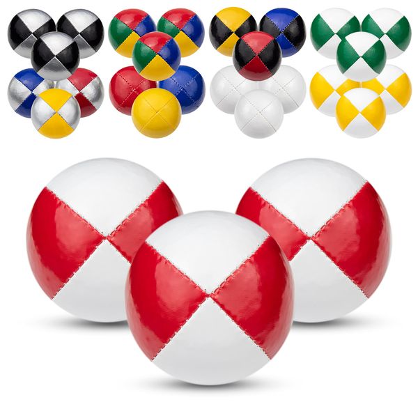 Juggle Dream Professional Juggling Balls Set of 3 with Free Online Learning Video, Beginners and Experts (White/Red)