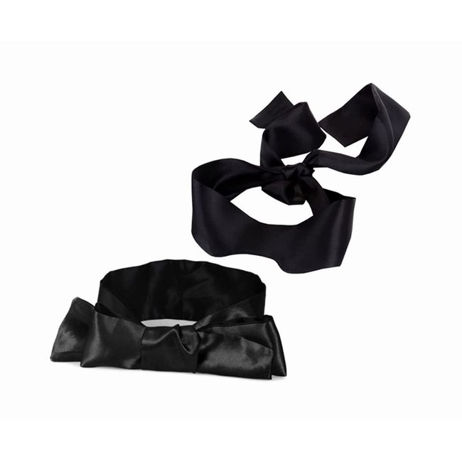 LATRAT 2 Pezzi Raso Benda per Occhi, Satin Eye Covers Sonno Maschera per Dormire Games, Maschera Sonno Degli Occhi Raso Seta Maschera Occhi in Raso Sexy Morbido ed Elegante Stirabile —Nero