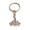 FizzyButton Gifts Car Racing Flags Charm Keyring Key Ring with Silver Tone Keychain