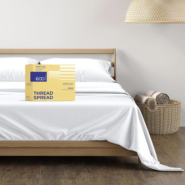 100% Egyptian Cotton Sheets Full Size - 600 Thread Count White Sheet, 4 PC 16" D