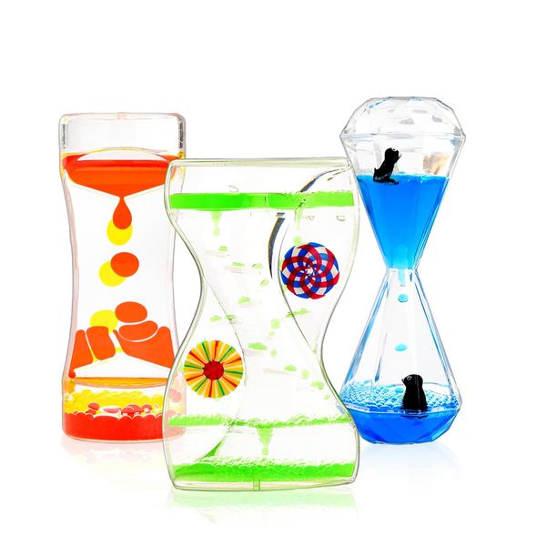 WARTTOY 3 Pack Liquid Bubble Sensory Toys - Small Desktop Kinetic Timer - Stress Relief Toys - Office Home Decorations (3 PCS Classic Edition)