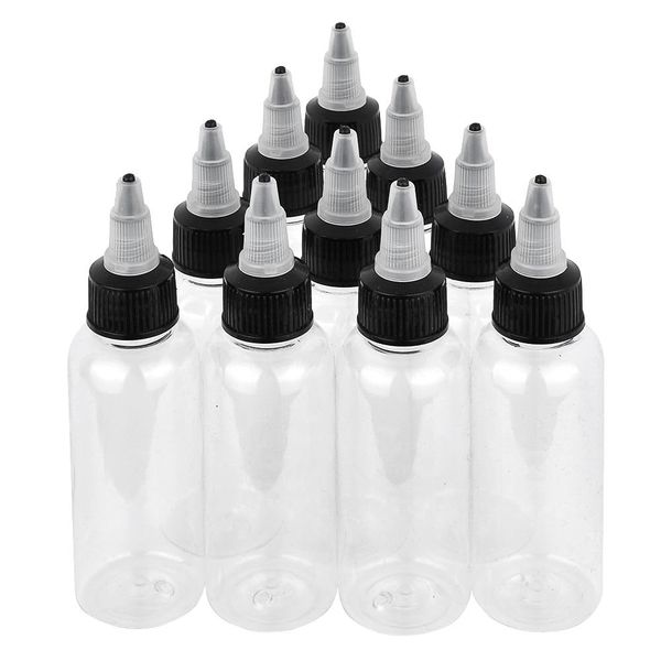 BAMTTOO 30ml Empty Tattoo Ink Bottles 10pcs 1oz Tattoo Twist Cap Plastic Clear Transparent Tattoo Pigment Container Bottle Tattoo Supplies (10pcs 60ml)