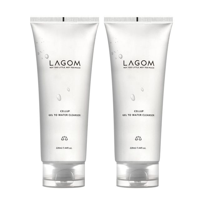 LAGOM Gel Toe Water Cleanser, Morning Facial Cleanser, Massage, Moisturizing, Fresh Wash, 7.6 fl oz (220 ml) x 2, Genuine Japanese Product