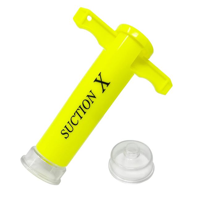 Major Upgrade !! Suction-X Neon Yellow The cups are now transparent.Patented Lockable Handle Bug Bite Suction Tool,Poison Remover for like Mosquito Bites