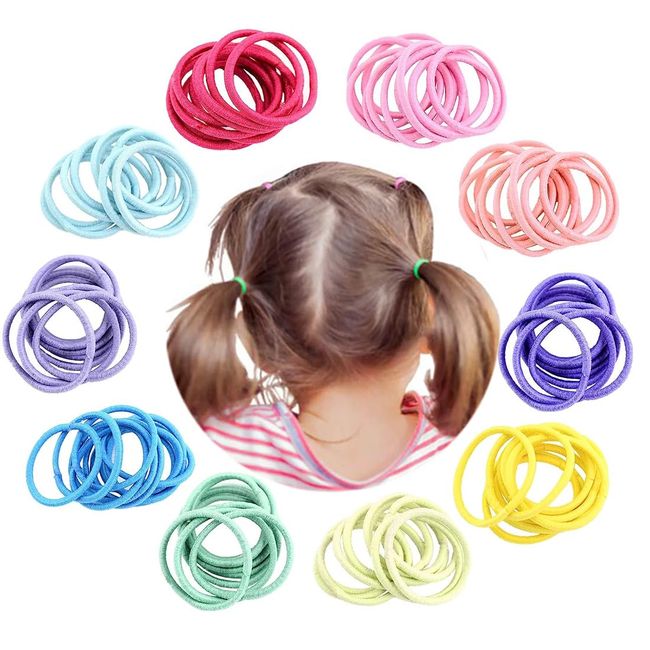 100 Stück Haargummis Mädchen, Bunt Elastisch Haargummis, 3cm Pferdeschwanz Inhaber, Klein Haargummi, Mini Haarband Baby, Haargummis Mädchen, Für Kinder, Babys, kleine Mädchen,