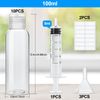 10Pcs Empty Travel Bottles Container Flip Cap Bottles Cosmetic Bottles with Funnels Syringe and Labels for Travel or Cosmetic(100ML)