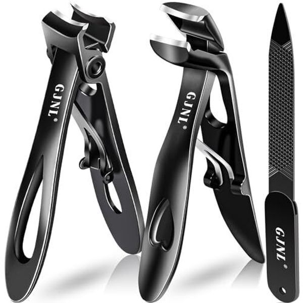 Toenail Clippers for Thick Nails,Angled Head Toe Nails Black Nail Clippers Set