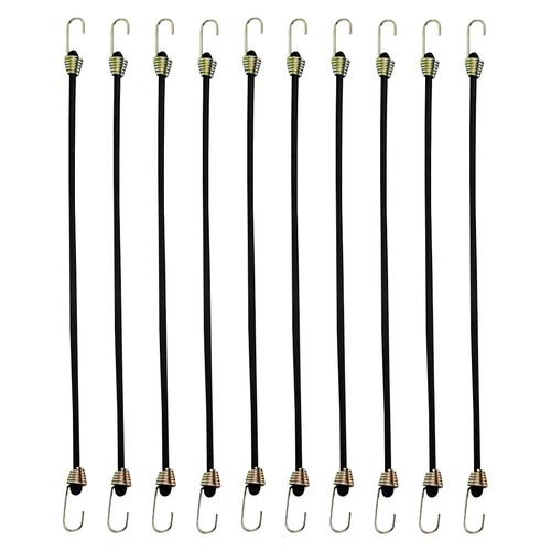 GSHLLO 10 Pcs 10 inch Small Black Bungee Cords Short Elastic Bungee Straps Heavy Duty Camping Rubber Straps Bike Luggage Hook Cords Outdoor Hanging Rubber Cords with Hooks