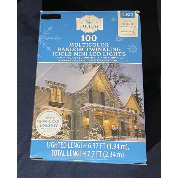 Holiday Time 100 Multicolor Random Twinkling Icicle Mini LED Christmas Lights