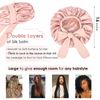 YANIBEST Satin Bonnet Silk Bonnet for Sleeping Double Layer Satin Lined Hair Bonnet with Tie Band Bonnets for Women Curly Hair Blush Pink