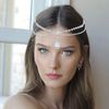 IYOU Shiny Rhinestone Head Chain Silver Crystal Hair Pieces Layering Halloween Costume Party Hair Accessories for Women