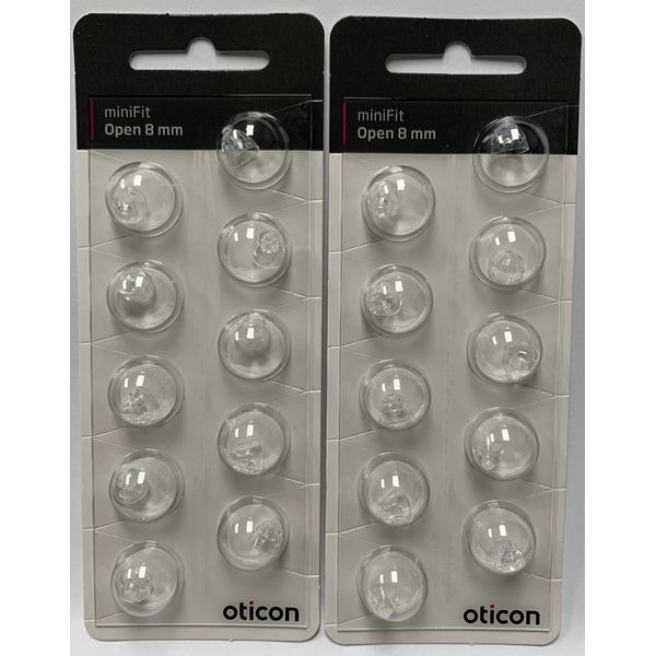 2 Pack Oticon miniFit 8mm Open Domes For Hearing Aids. 20 Domes Total.