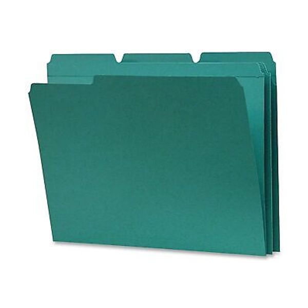 Smead File Folder Reinforced 1/3-Cut Tab Letter Size Teal 100 per Box 13134