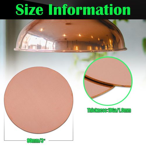 Uxney Copper Round Plate，3" Diameter 18Ga 1mm Thickness Copper Metal Sheet for Crafts,DIY, Jewelry, Electrical, Repair, Industrial(5 Pac)