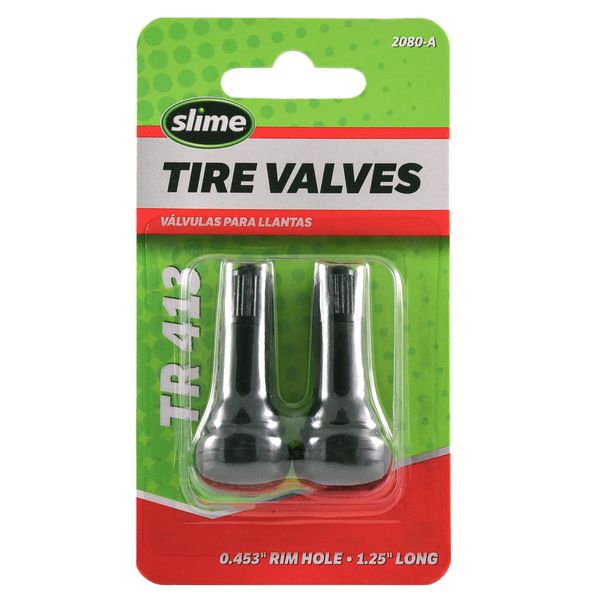 Slime 2080-A Tubeless Tire Valves 1¼", TR 413 45, Schrader valve stem, pack of 2 valves