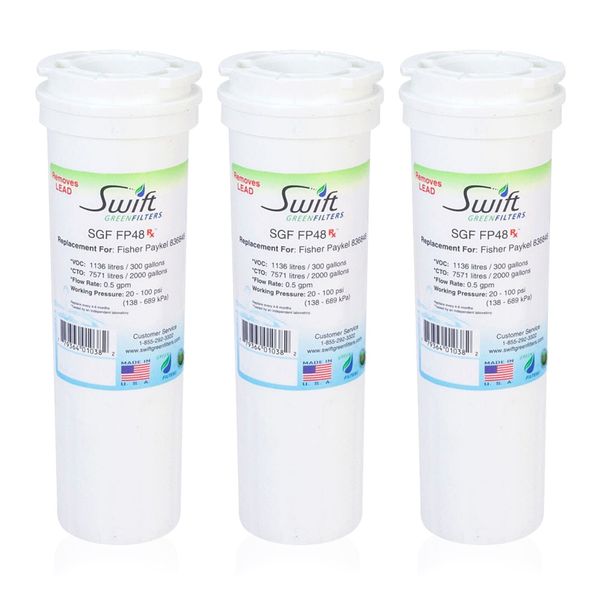 Swift Rx SGF-FP48 Rx Compatible Water Filter For 836848,WF296,EFF6017,(3 Pack)