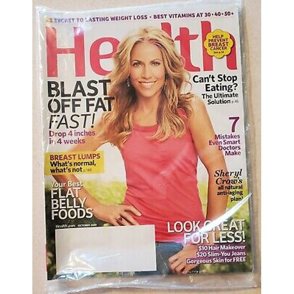 Health Magazine October 2009 issue. Feat: Sheryl Crow, Anti-aging plan