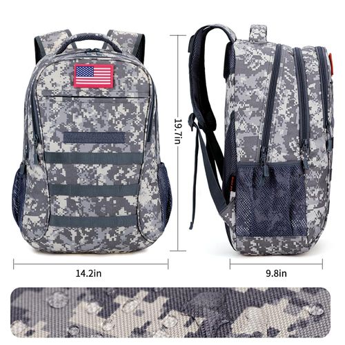 outdoor plus Camo Backpack,Military Teen Boys Backpacks for School, Army Bookbag with USB Charging Port,40L