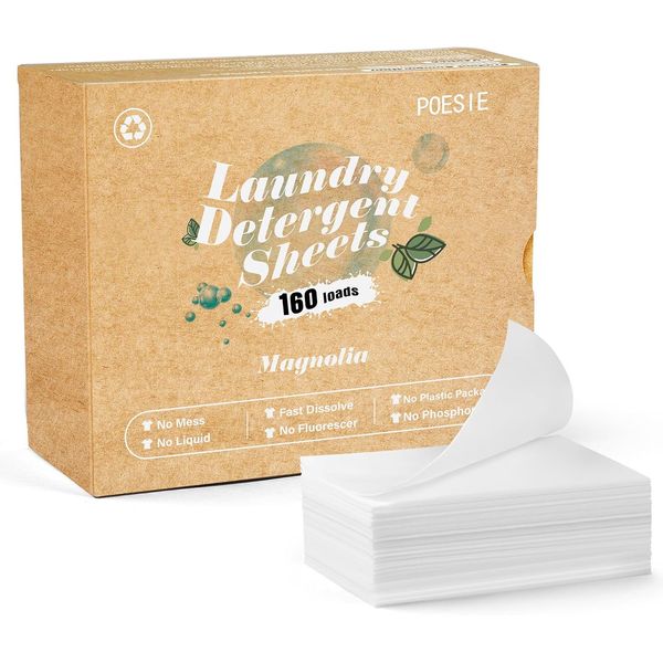 Laundry Detergent Sheets Magnolia Scent 160 Sheets 80 Large Loads Liquidless ...