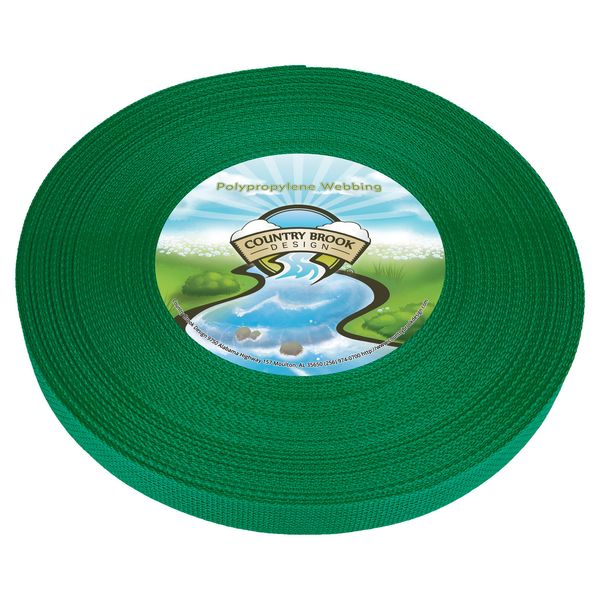 1" Kelly Green Webbing - 30+ Colors - EDC Polypropylene Webbing, 10 Yards