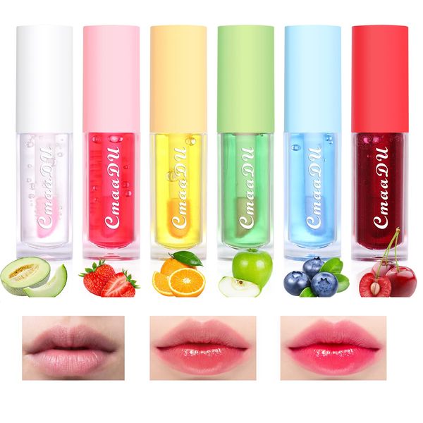 Hydrating Lip Glow Oil 6 Pack Moisturizing Lip Balm Fruit-Flavored Lip Gloss Set Lip Care Kit