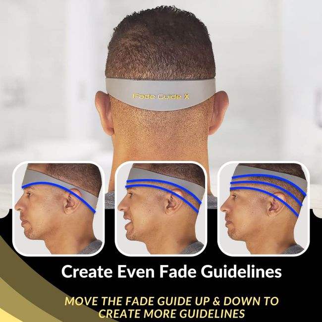  Fade Guide and Neckline Shaving Template, Curved Silicone Band, Great for Creating Skin Fade Guidelines for DIY Haircuts