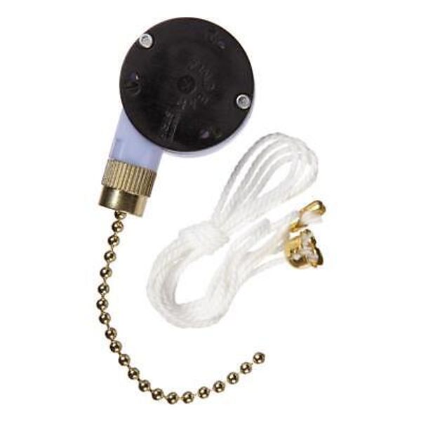 Jandorf 61202 3A 125V 1-Pole 2-Speed 3-Push Terminal Brass Pull Chain Switch