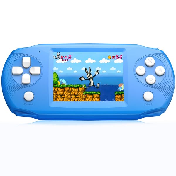 Aojiao 16 Bit Handheld Game Toys for Kids with 3.2'' IPS HD Big Screen,with Built in 100 Video Games,Boys Girls Portable Rechargeable Gaming Device,Children's Party Easter Birthday Xmas Gift (Blue)