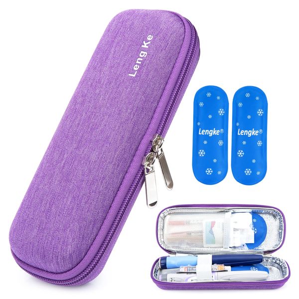 YOUSHARES Insulin Pen Case with 2PCS Nylon Ice Packs - Insulin Cooler Travel Case Medicine Cooler for Travel Insulin Case for Diabetic Supplies (Purple)