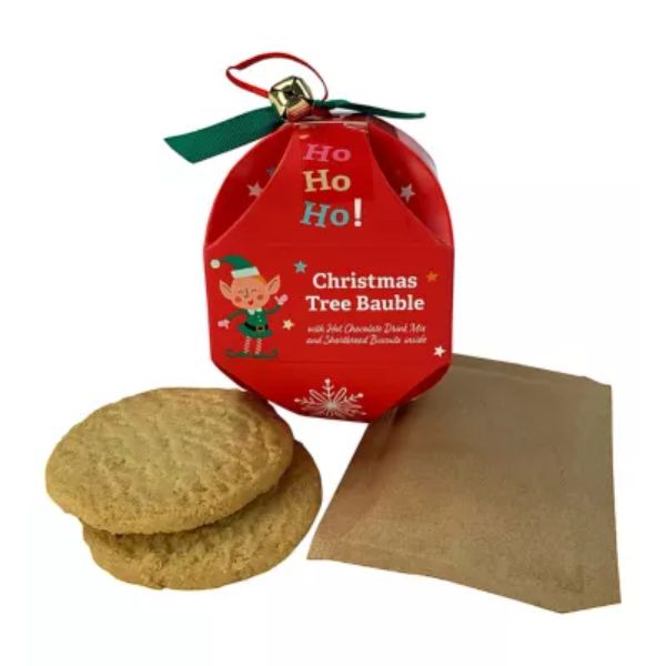 Jingle Bell Bauble with Hot Chocolate and Biscuits