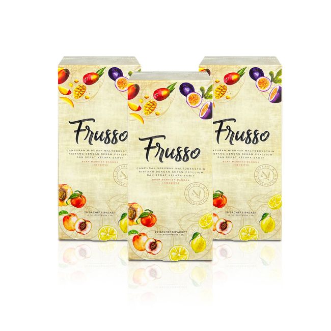 3x Frusso Fruity Dietary Fiber Drinks 20's/Box Detox Body to Rejuvenate Skin