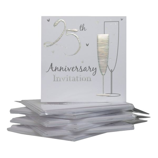 25th Silver Wedding Anniversary Party Invitations {Holographic} 36 Cards with Envelopes by Simon Elvin