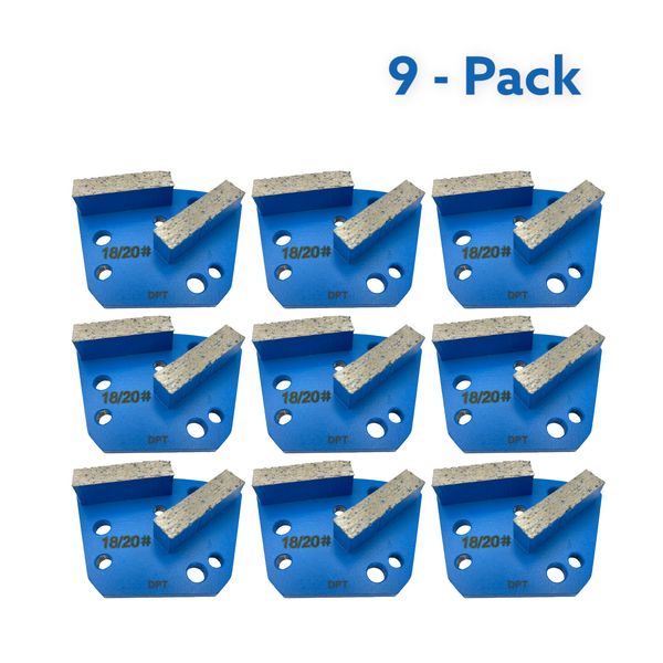 9 Pack Bolt-On Trapezoid Grinding Disc Hard Bond for Concrete Floor Grinder Tool