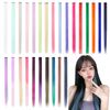 FESHFEN Extensions, One-Touch Extensions, Color Extensions, Inner Color, Hair Extension, Point Wig, Long, Colorful, Straight, Clip On, Set of 6, Solid Color, Dark Gray