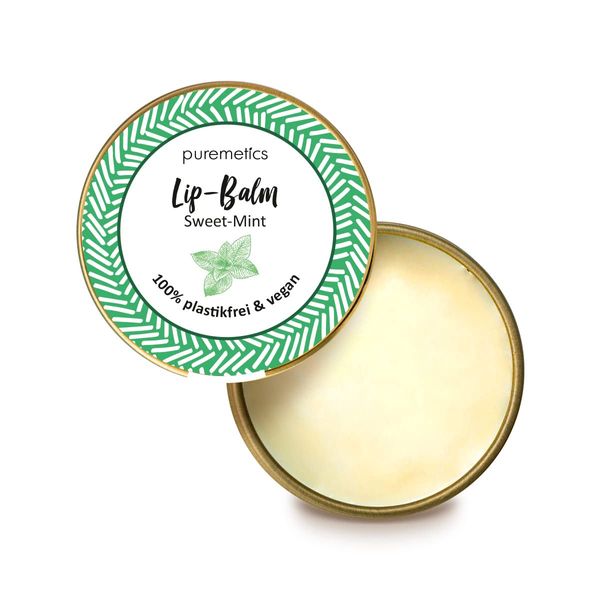 puremetics Zero Waste Lip Balm “Sweet Mint“ (10g) | 100% vegan & plastikfrei | Lippenpflege | ohne Plastik | wiederverwendbarer Weißblech-Tiegel