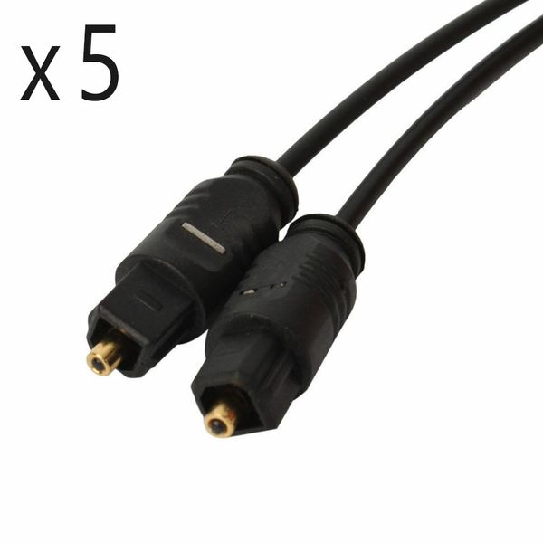 5 Pack Lot - TOSLINK Fiber Optical Optic Digital Audio SPDIF Cable Cord - 6ft