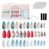 VIVID TELLA 72 Pieces Handmade Nail Tip False Nail Art Long Popular 3D Nail Christmas False Nail Japanese Style Illusion Nail Art