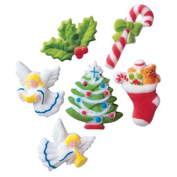 Christmas Deluxe Assortment Holiday Winter Sugar Decorations Cookie Cupcake Cake 12 Count