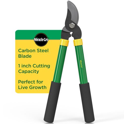 Miracle-Gro 15 in. Bypass Lopper for Tree Branch Trimming and Pruning – Heavy-Duty Branch Cutter with Ultra-Sharp Carbon Steel Blade, 1 in. Cutting Capacity and Comfort Grip Handles