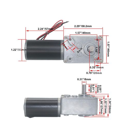 BRINGSMART 24V 40rpm DC Worm Gear Motor 40kg.cm Self-Locking Reversed Mini Turbine Geared Motor for DIY Robot Rotating Table Door Lock Curtain Machine (24V 40rpm)